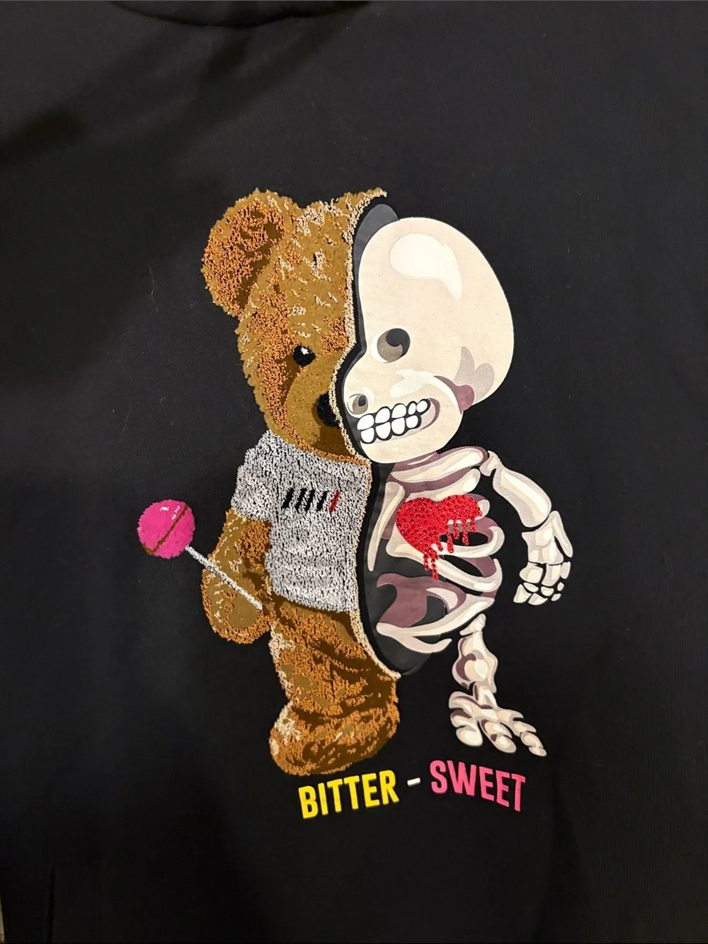 Fifth Loop Bitter-Sweet Black Graphic Hoodie Sweater size small